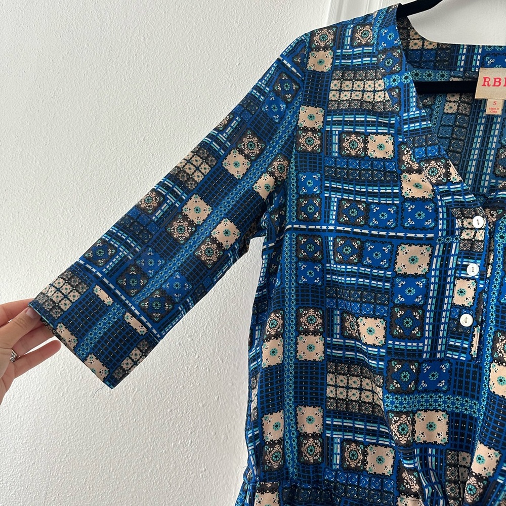 Rbl Drawstring Patchwork Drawstring Shirt Dress S… - image 4